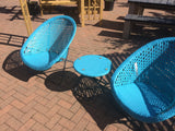 Garden Furniture - Faux Rattan Folding Lounge Set - Aqua