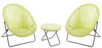 Garden Furniture - Faux Rattan Folding Lounge Set - Lime