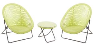 Garden Furniture - Faux Rattan Folding Lounge Set - Lime
