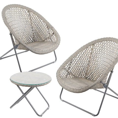 Garden Furniture - Faux Rattan Folding Lounge Set - Original