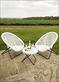 Garden Furniture - Faux Rattan Folding Lounge Set - White