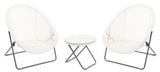 Garden Furniture - Faux Rattan Folding Lounge Set - White